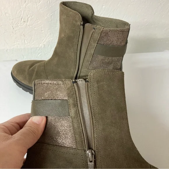 Clarks Women's Calla Green Suede Size 8 Ankle Boots Buckle Side Zip - Picture 14 of 14